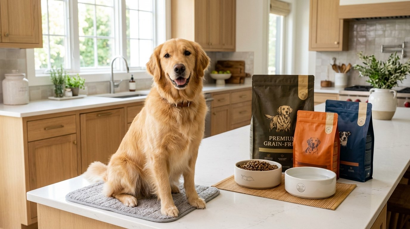 Golden retriever köpek mama kapları ve kaliteli kuru mama seçimi